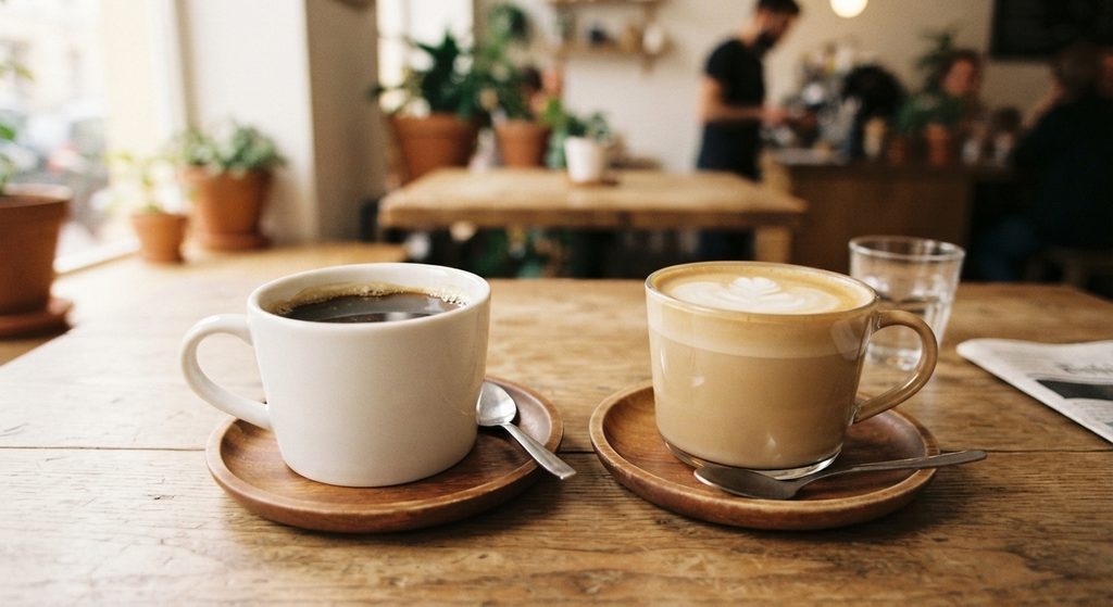 コーヒーとカフェオレで打ち合わせ